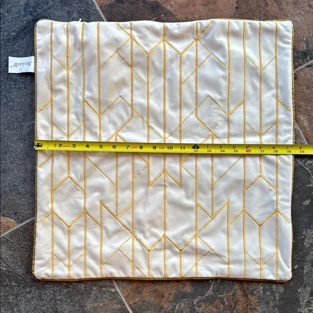 Gold and Cream Geometric Pillow Covers